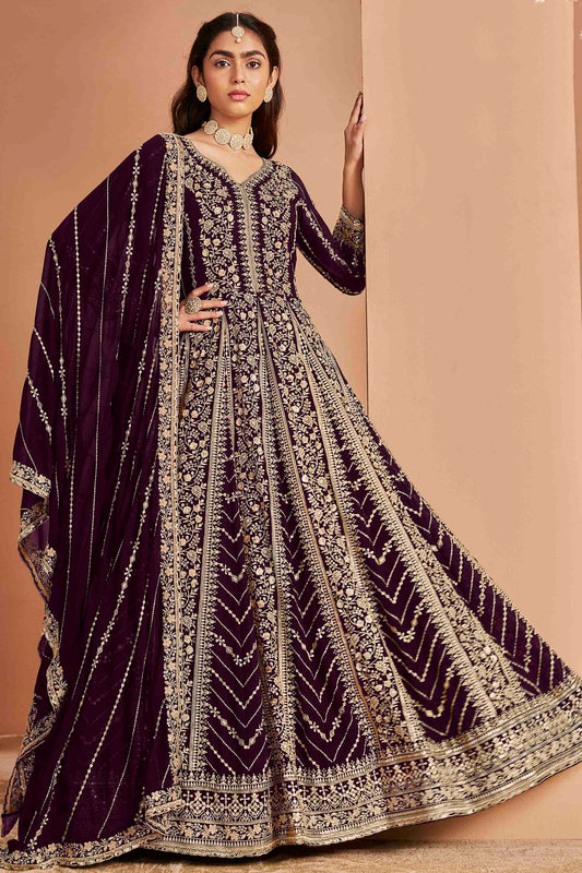 Purple Colour Faux Georgette Anarkali Suit VSSM1050736