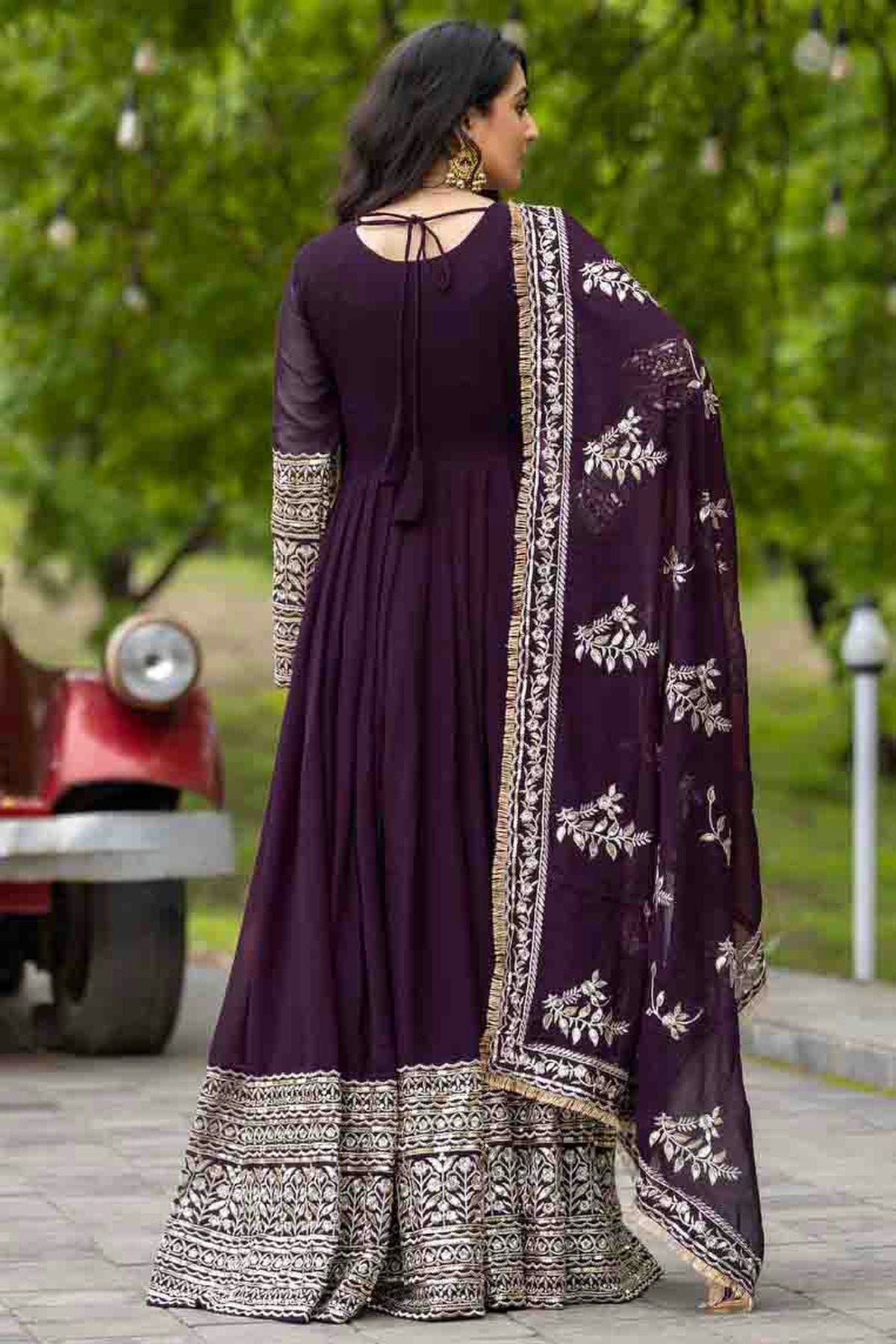 Purple Colour Faux Georgette Stitched Anarkali Suit VSSS1140942