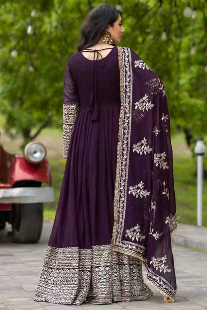 Purple Colour Faux Georgette Stitched Anarkali Suit VSSS1140942