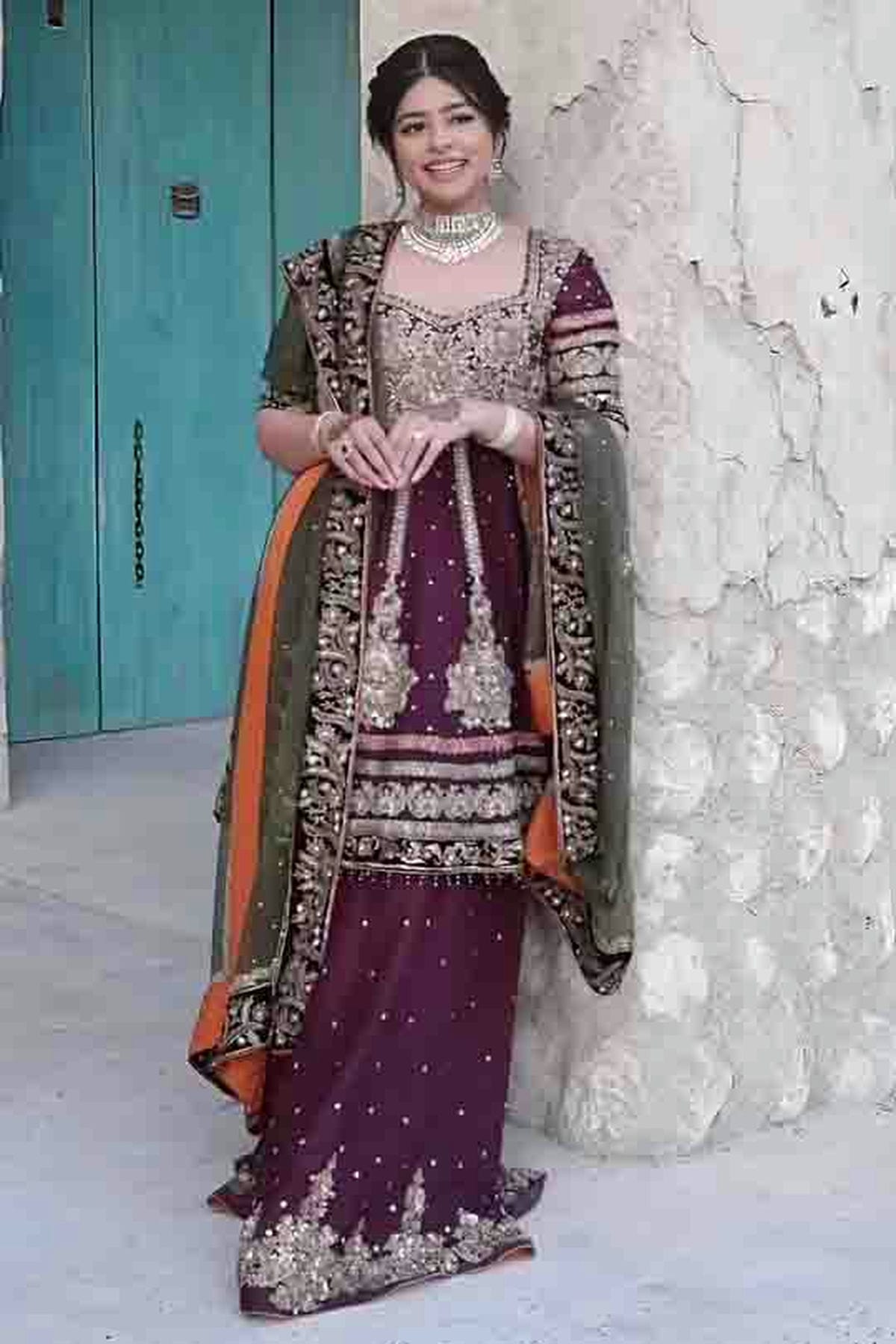 Purple Colour Faux Georgette Stitched Palazzo Pant Suit VSSS1140941