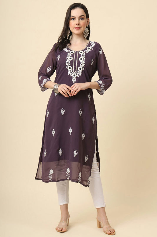 Purple Colour Georgette Kurti
