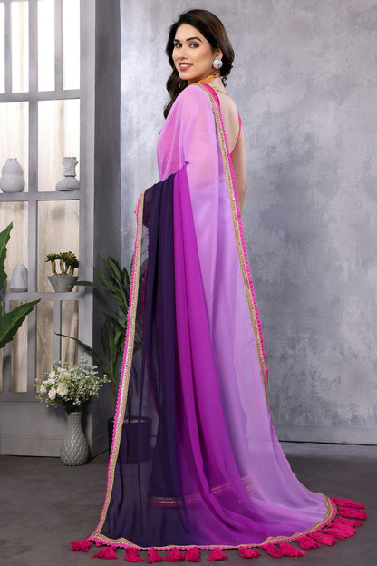 Purple Colour Georgette Saree VSSD1180165