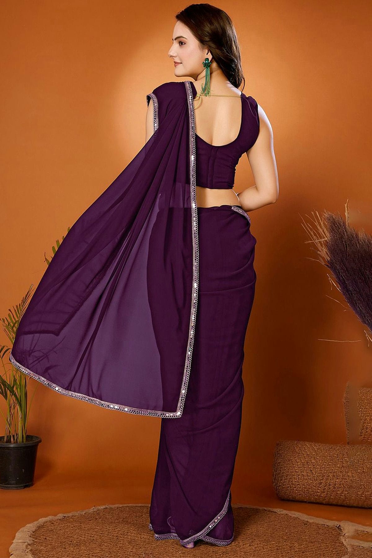 Purple Colour Georgette Saree VSSD1180187
