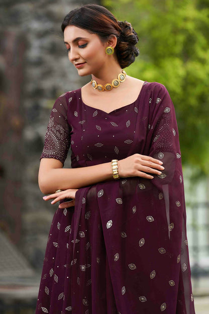 Purple Colour Georgette Semi Stitched Lehenga Choli VSLC1170060