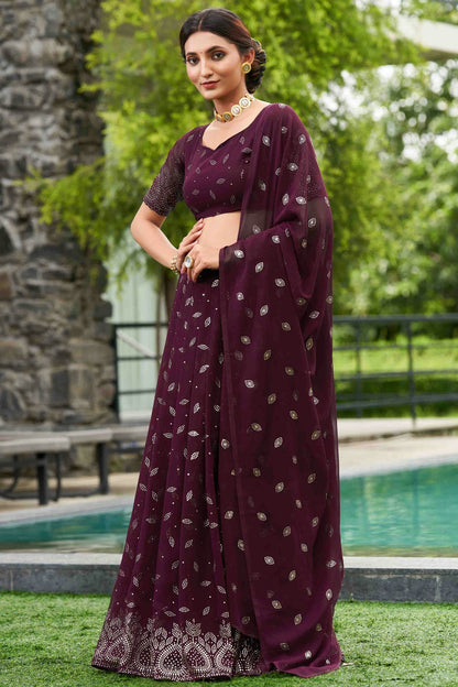 Purple Colour Georgette Semi Stitched Lehenga Choli VSLC1170060