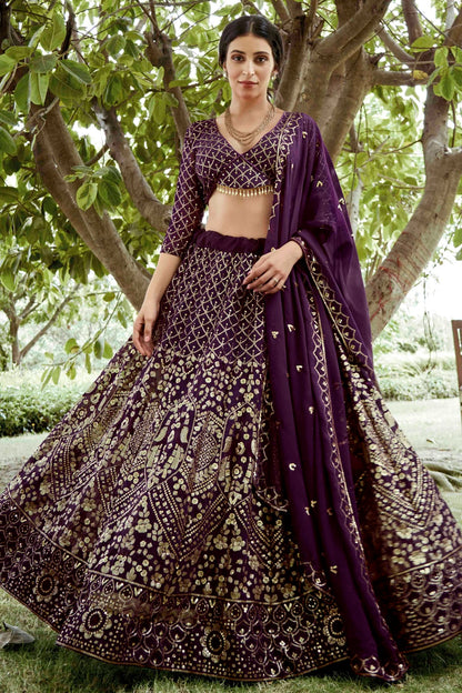 Purple Colour Georgette Semi Stitched Lehenga Choli VSLC1170081
