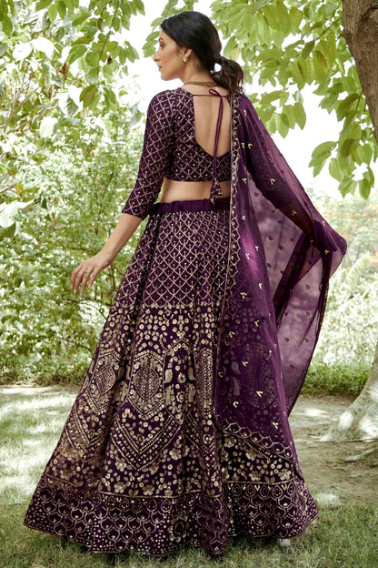 Purple Colour Georgette Semi Stitched Lehenga Choli VSLC1170081