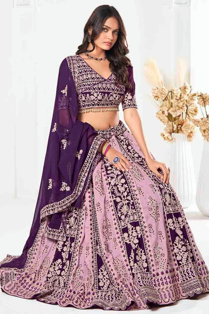 Purple Colour Georgette Semi Stitched Lehenga Choli VSLC1170095