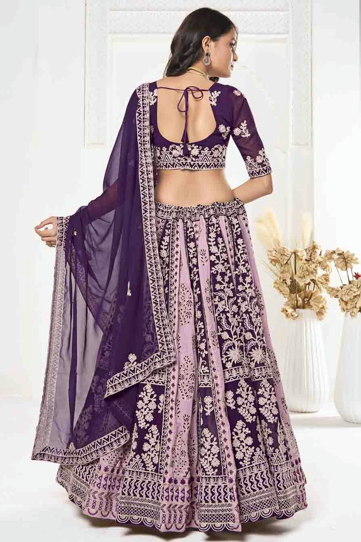 Purple Colour Georgette Semi Stitched Lehenga Choli VSLC1170095