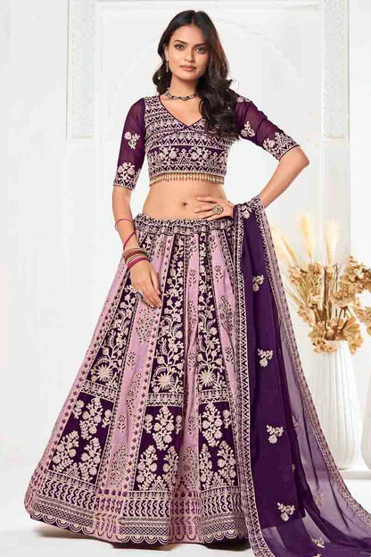 Purple Colour Georgette Semi Stitched Lehenga Choli VSLC1170095