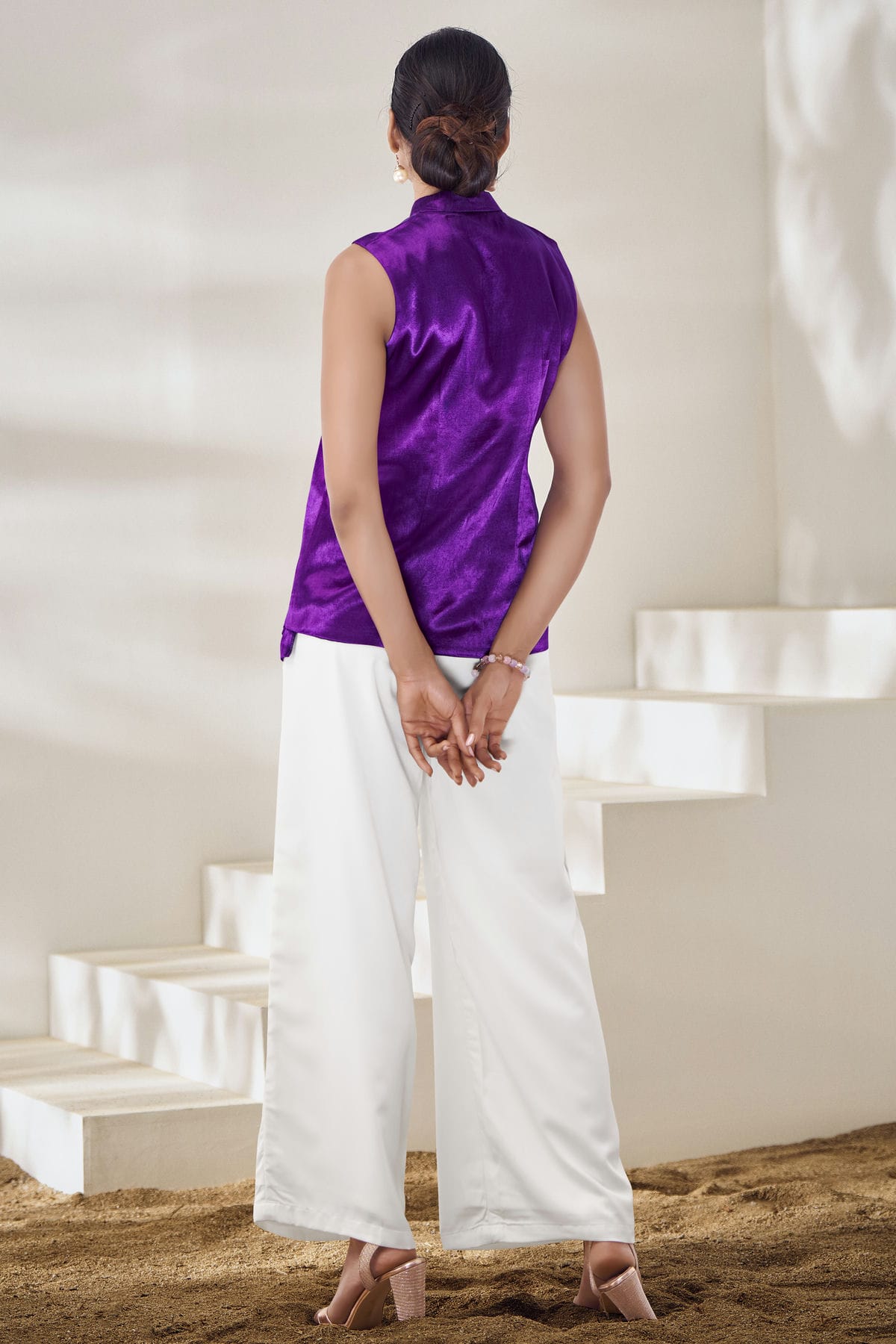 Purple Colour Hand Work Pure Gaji Silk Top VSTP1080906