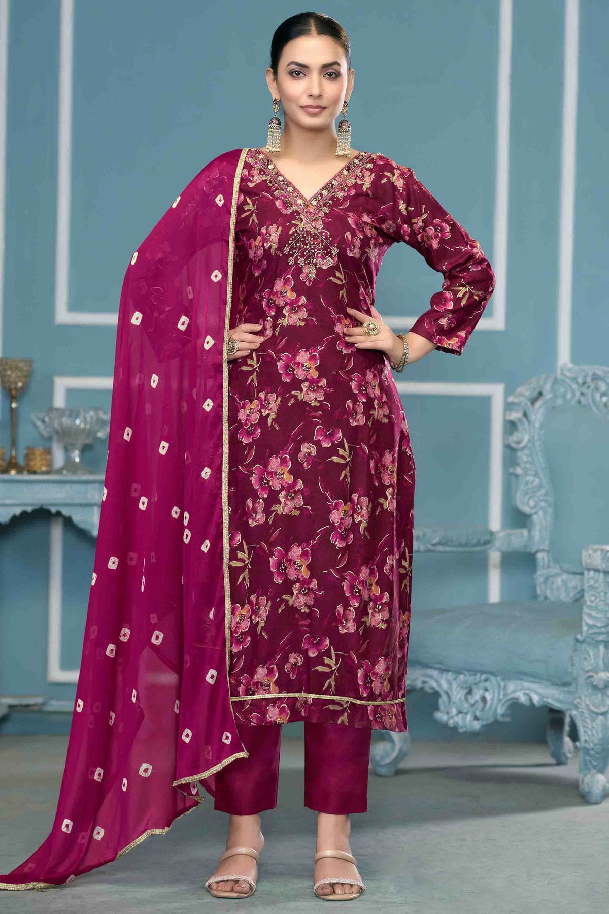 Purple Colour Jaam Cotton Pant Style Suit VSSM1113220