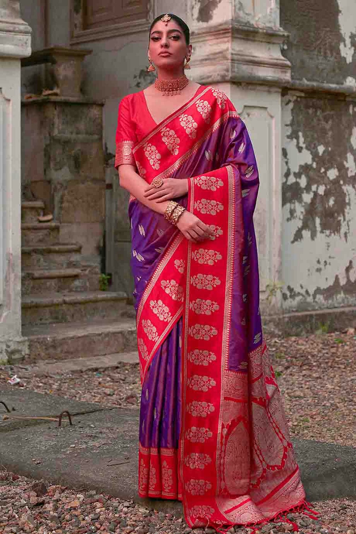 Purple Colour Kanchi Silk Traditional Saree VSSD1260057