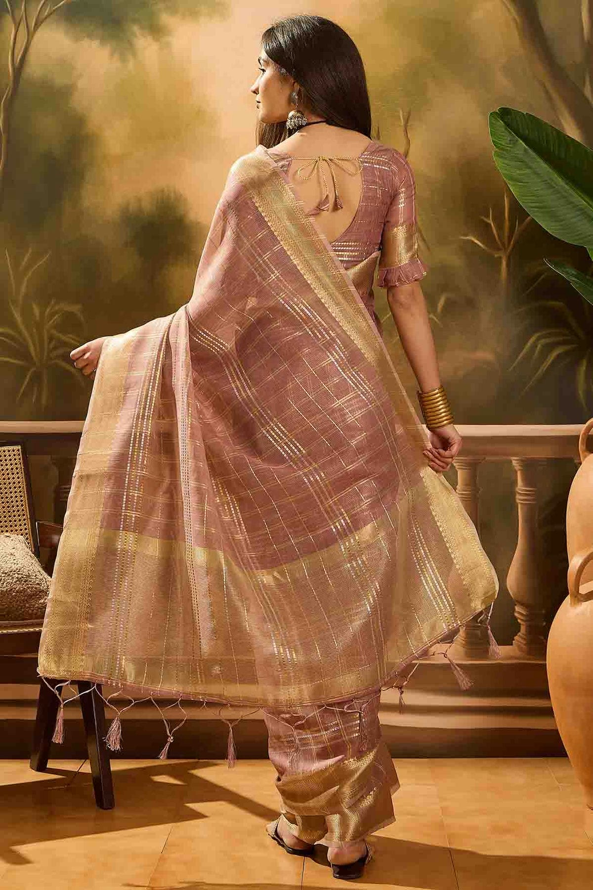 Purple Colour Khadi Organza Traditional Saree VSSD1113882