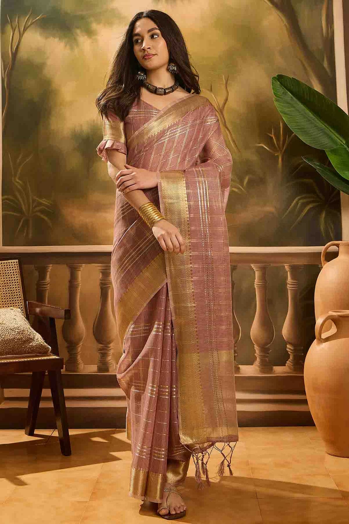 Purple Colour Khadi Organza Traditional Saree VSSD1113882