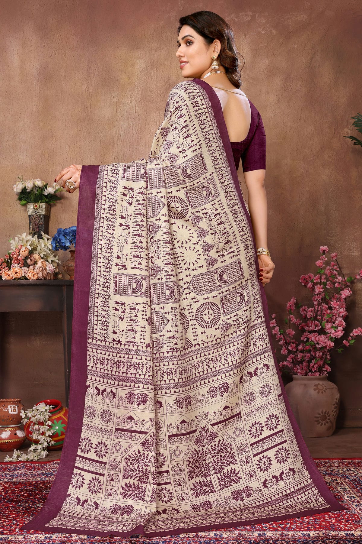 Purple Colour Khadi Printed Saree VSSD1180098