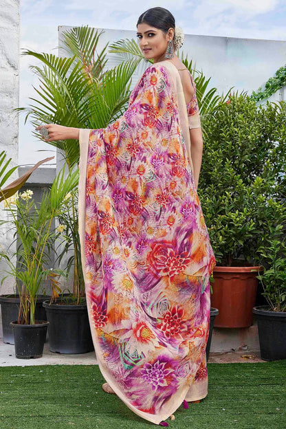Purple Colour Linen Blend Printed Saree VSSD1111637