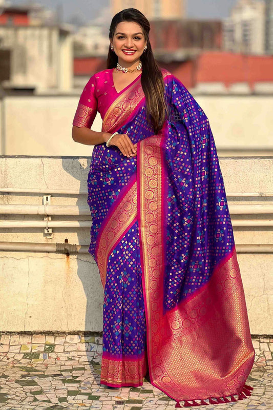Purple Colour Meenakari Work Patola Silk Traditional Sarees VSSD1113387