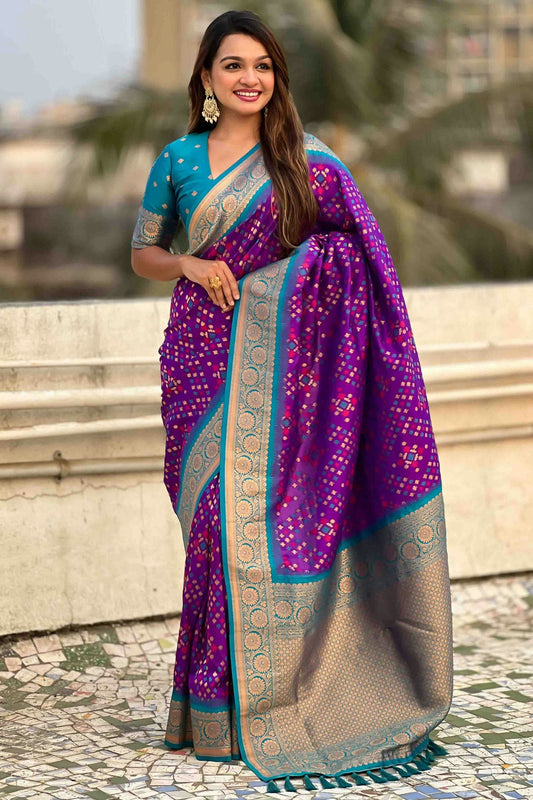 Purple Colour Meenakari Work Patola Silk Traditional Sarees VSSD1113389