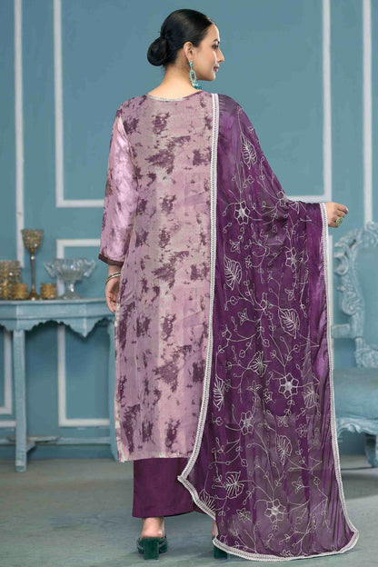 Purple Colour Organza Banarasi Pant Style Suit VSSM1113234