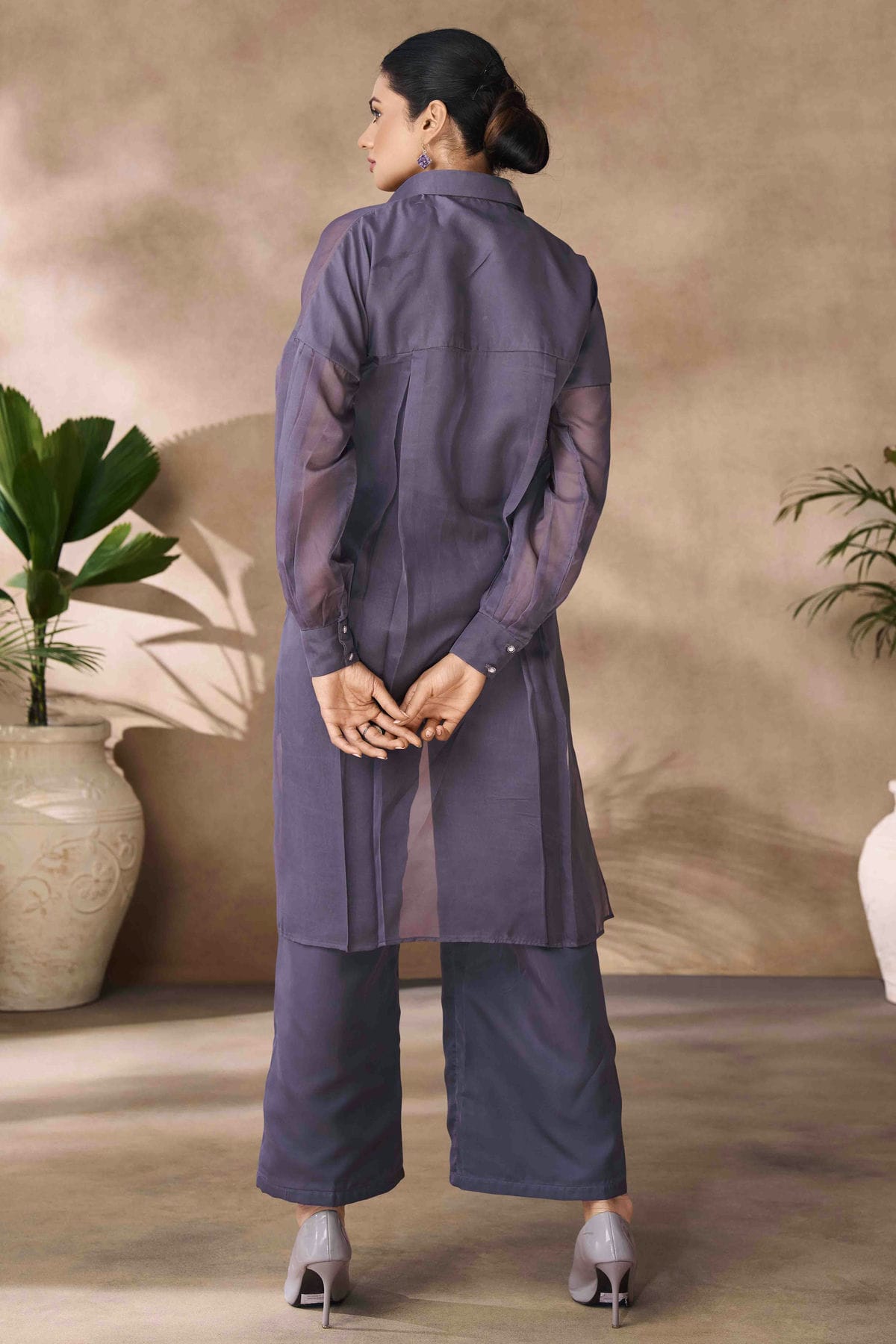 Purple Colour Organza Co-Ord Set VSTP1080952