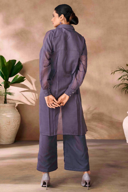Purple Colour Organza Co-Ord Set VSTP1080952