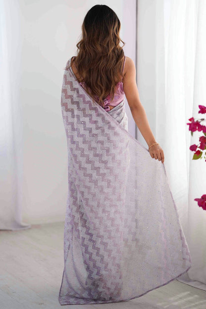 Purple Colour Organza Desginer Saree VSSD1113846