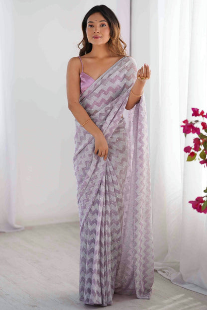 Purple Colour Organza Desginer Saree VSSD1113846