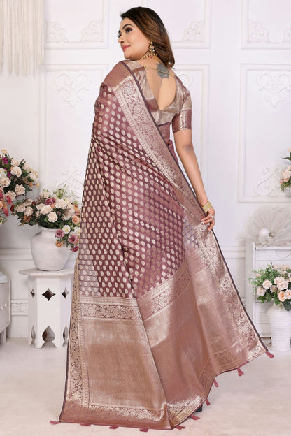 Purple Colour Organza Traditional Saree