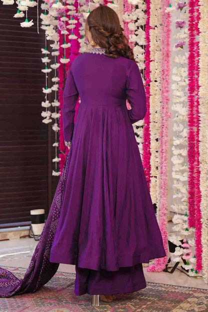 Purple Colour PV Chanderi Embroidery Palazzo Pant Suit VSSS1113643