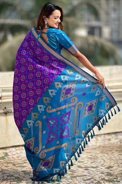 Purple Colour Patola Silk Traditional Saree