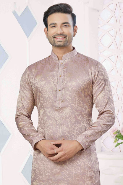 Purple Colour Pintex Work and Woven Jacquard Silk Kurta Pajama VSKP1113409