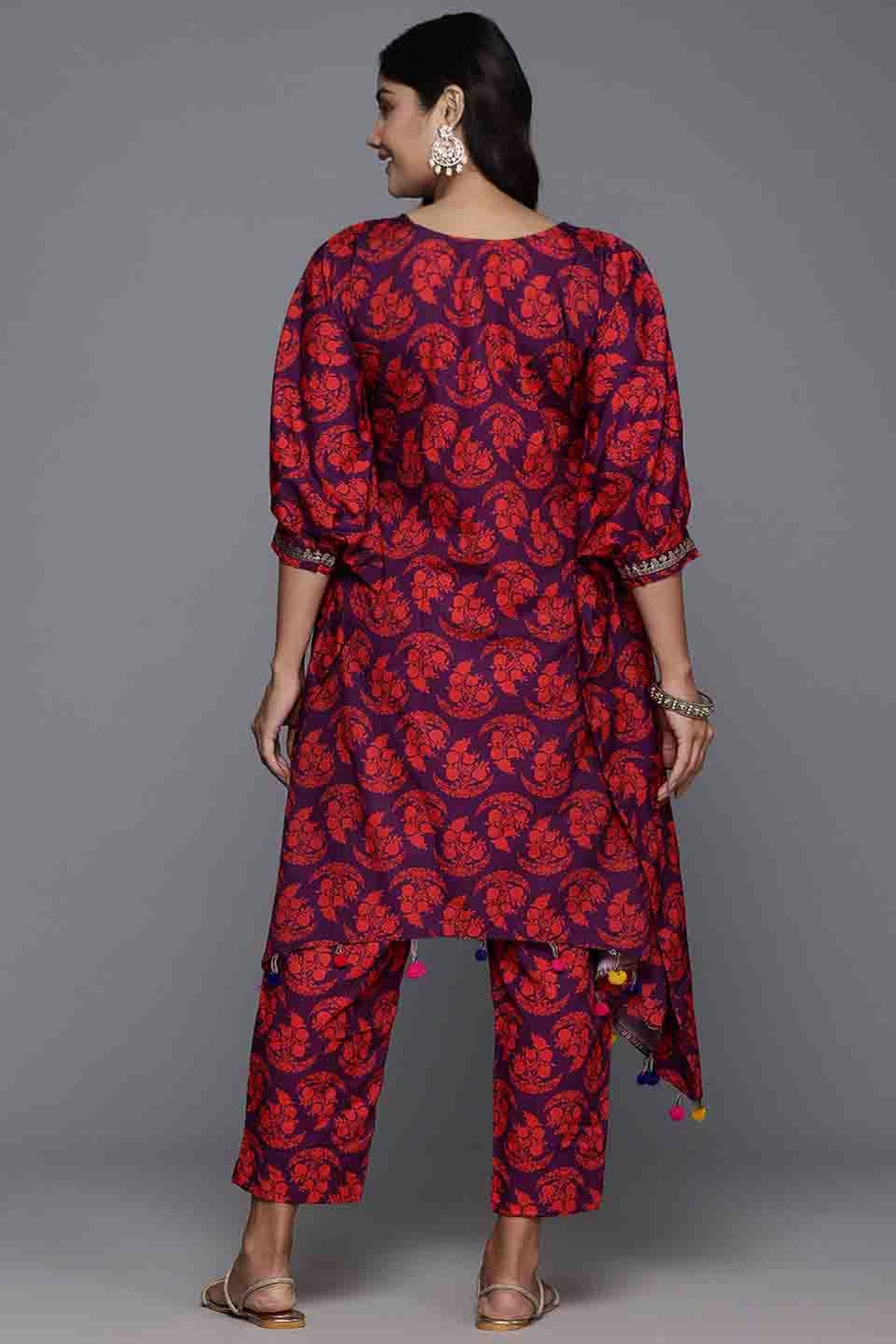 Purple Colour Poly Crepe Stitched Top and Bottom VSSS1113791