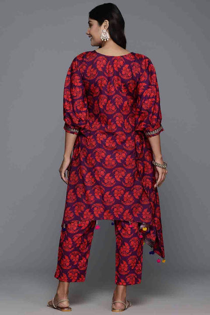 Purple Colour Poly Crepe Stitched Top and Bottom VSSS1113791