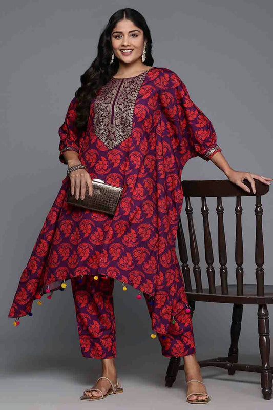 Purple Colour Poly Crepe Stitched Top and Bottom VSSS1113791