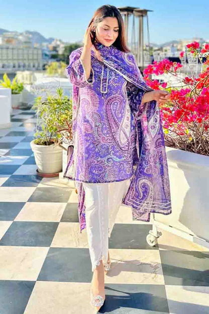 Purple Colour Printed Viscose Pant Style Suit VSSS1113491