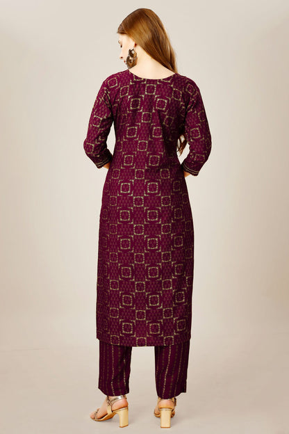 Purple Colour Rayon Kurta And Pant Set VSKR1111305
