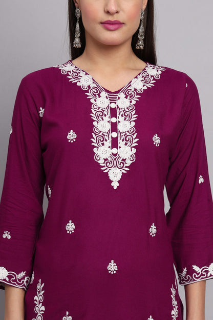 Purple Colour Rayon Kurti VSKR1111080