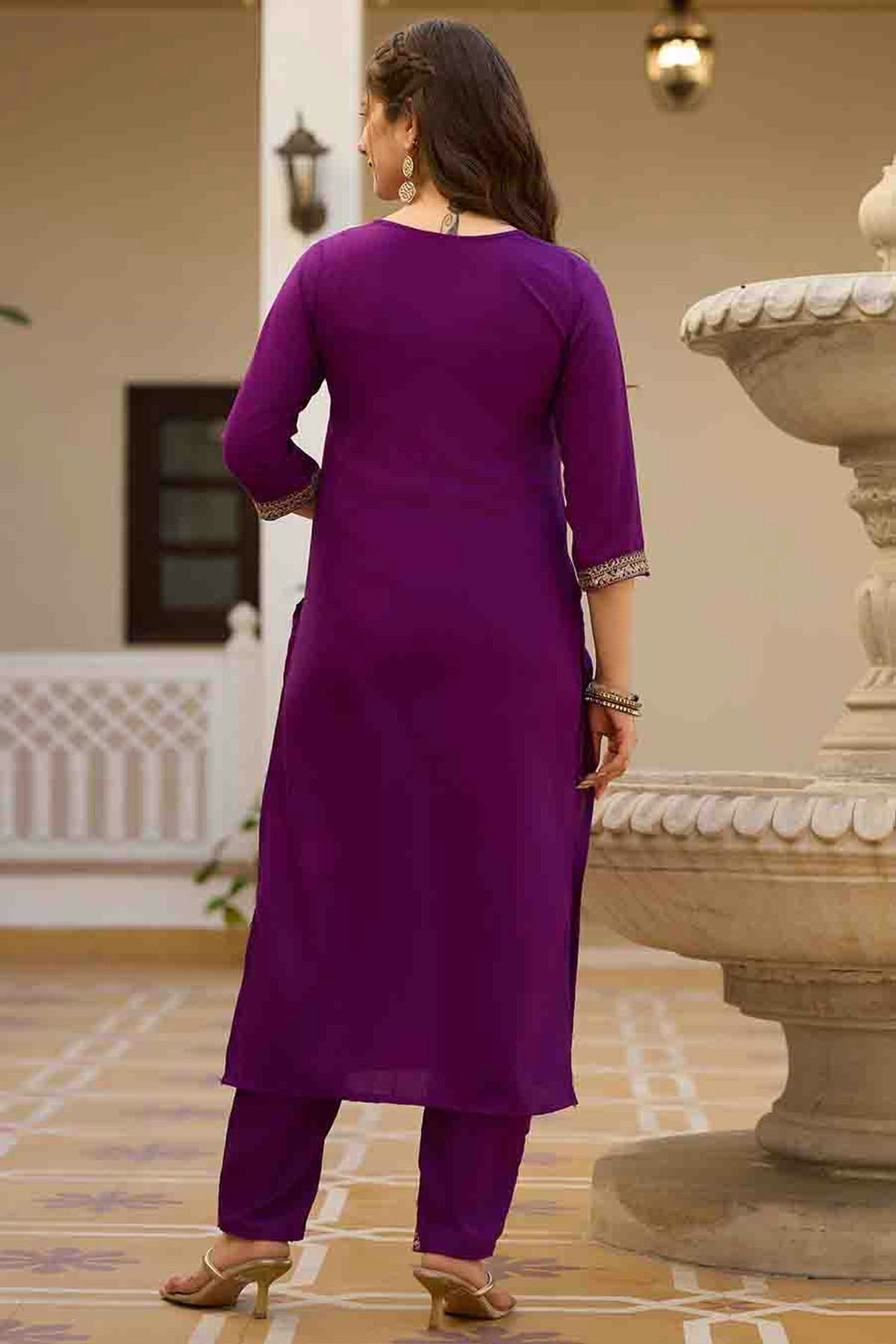Purple Colour Rayon Stitched Pant Style Suit VSSS1113789