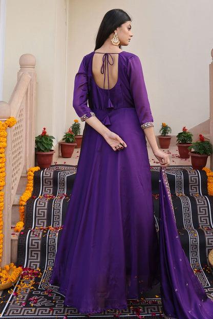 Purple Colour Semi Stitched Rangoli Silk Anarkali Suit VSSM1170041