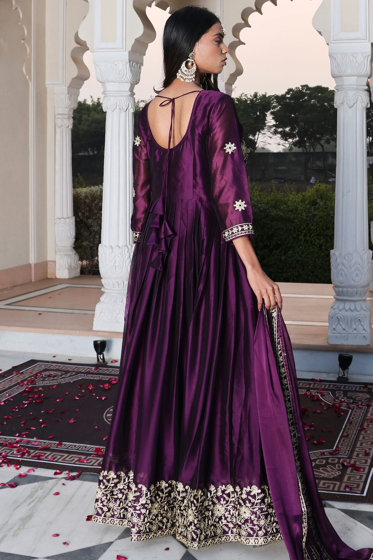 Purple Colour Semi Stitched Rangoli Silk Anarkali Suit VSSM1170042