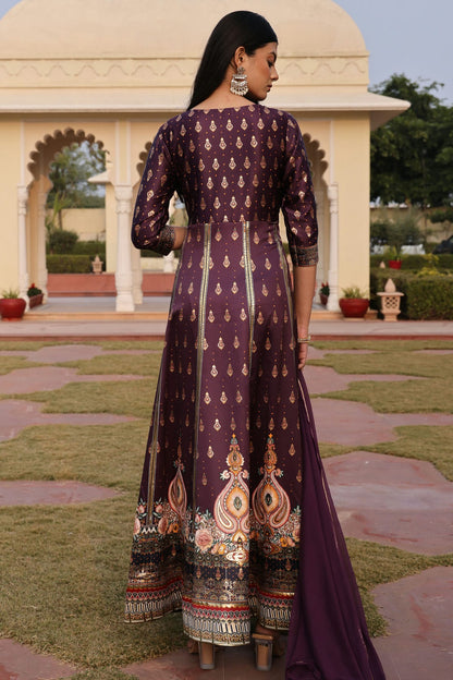 Purple Colour Semi Stitched Satin Anarkali Suit VSSM1170036