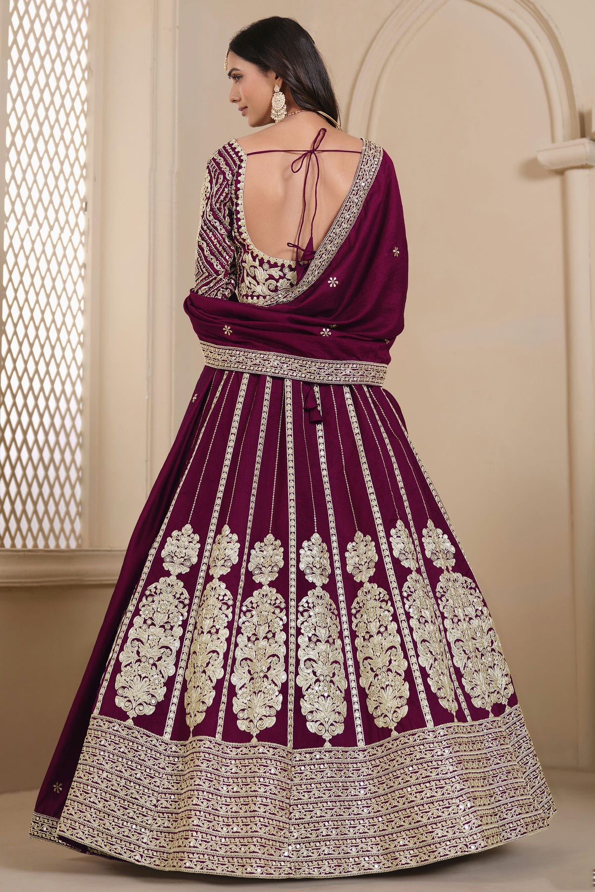 Purple Colour Semi Stitched Shimmer Art Silk Lehenga Choli