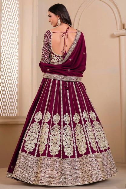 Purple Colour Semi Stitched Shimmer Art Silk Lehenga Choli