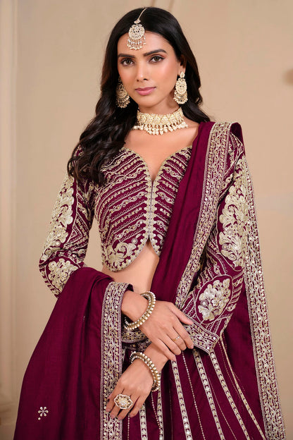 Purple Colour Semi Stitched Shimmer Art Silk Lehenga Choli