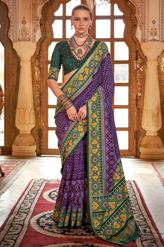Purple Colour Silk Patola Print Saree