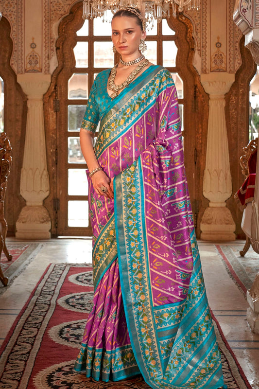 Purple Colour Silk Patola Print Saree
