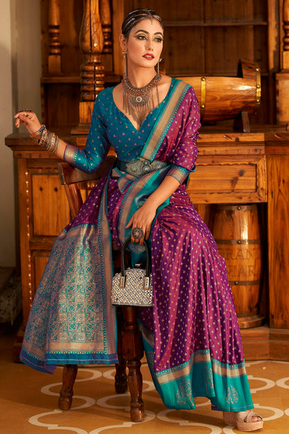 Purple Colour Soft Banarasi Silk Woven Work Saree VSSD1290088