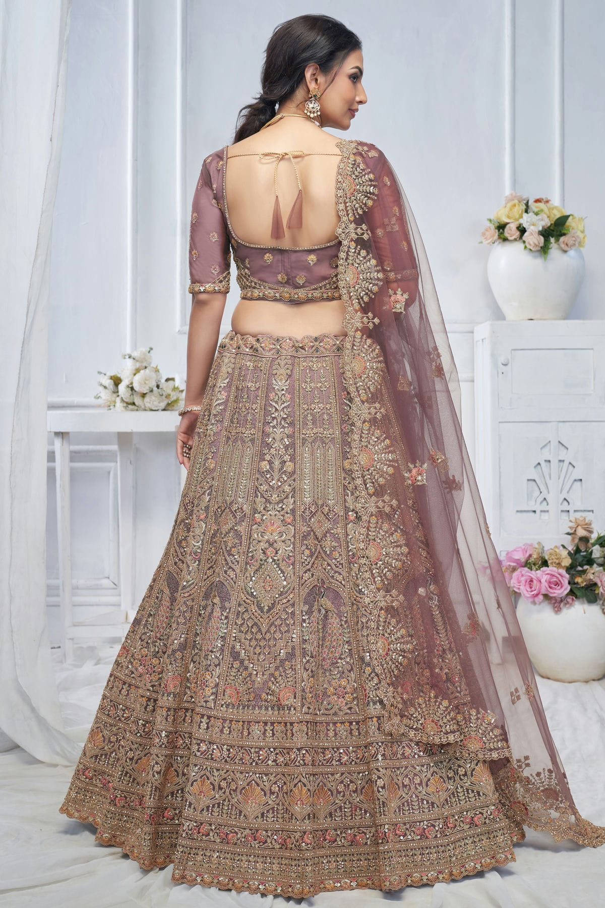 Purple Colour Soft Net Embroidery Lehenga Choli VSLC1111362