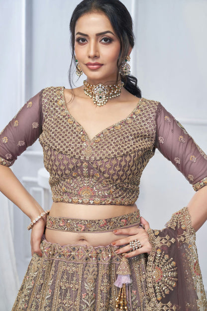 Purple Colour Soft Net Embroidery Lehenga Choli VSLC1111362